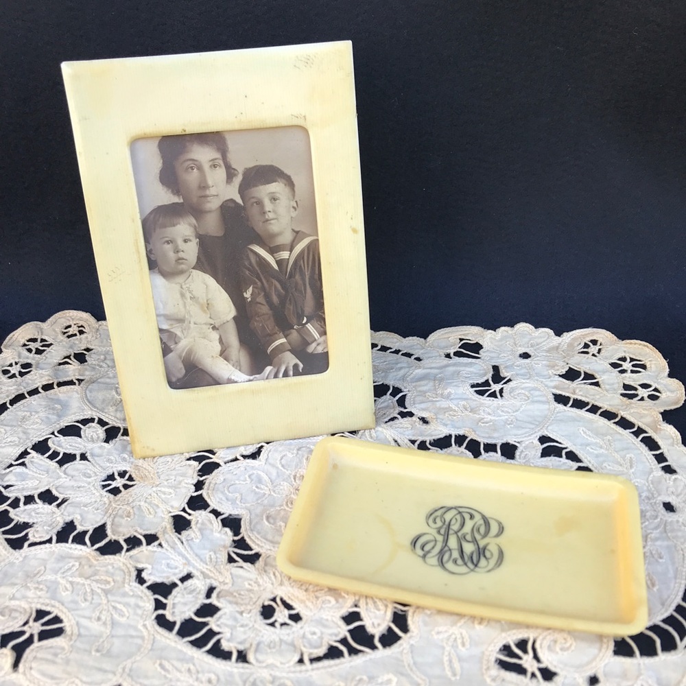 Vintage Celluloid Frame and Tray 1920s